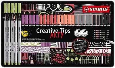 Set di punte multiple - STABILO Creative Tips - ARTY - Scatola in Metallo da 30 - PASTEL - in 6 colori assortiti