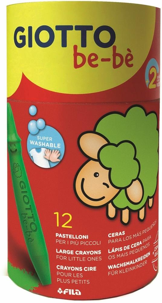 Pastelloni a cera Giotto be-bè. Barattolo 12 colori assortiti