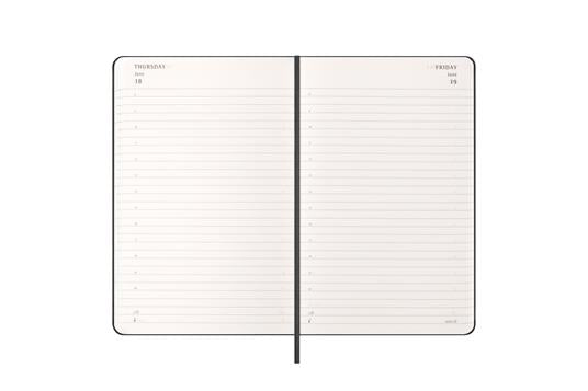 Agenda giornaliera Moleskine 2026, 12 mesi, Large, Copertina rigida, Nero