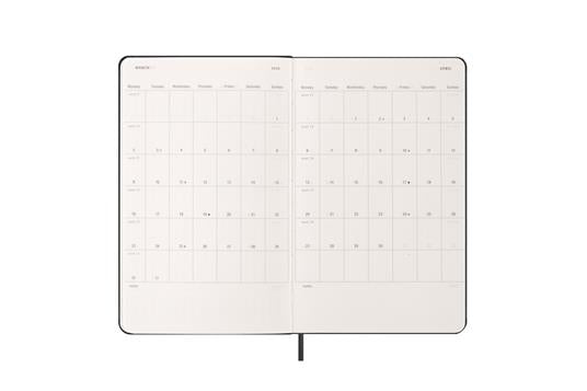 Agenda giornaliera Moleskine 2026, 12 mesi, Large, Copertina rigida, Nero