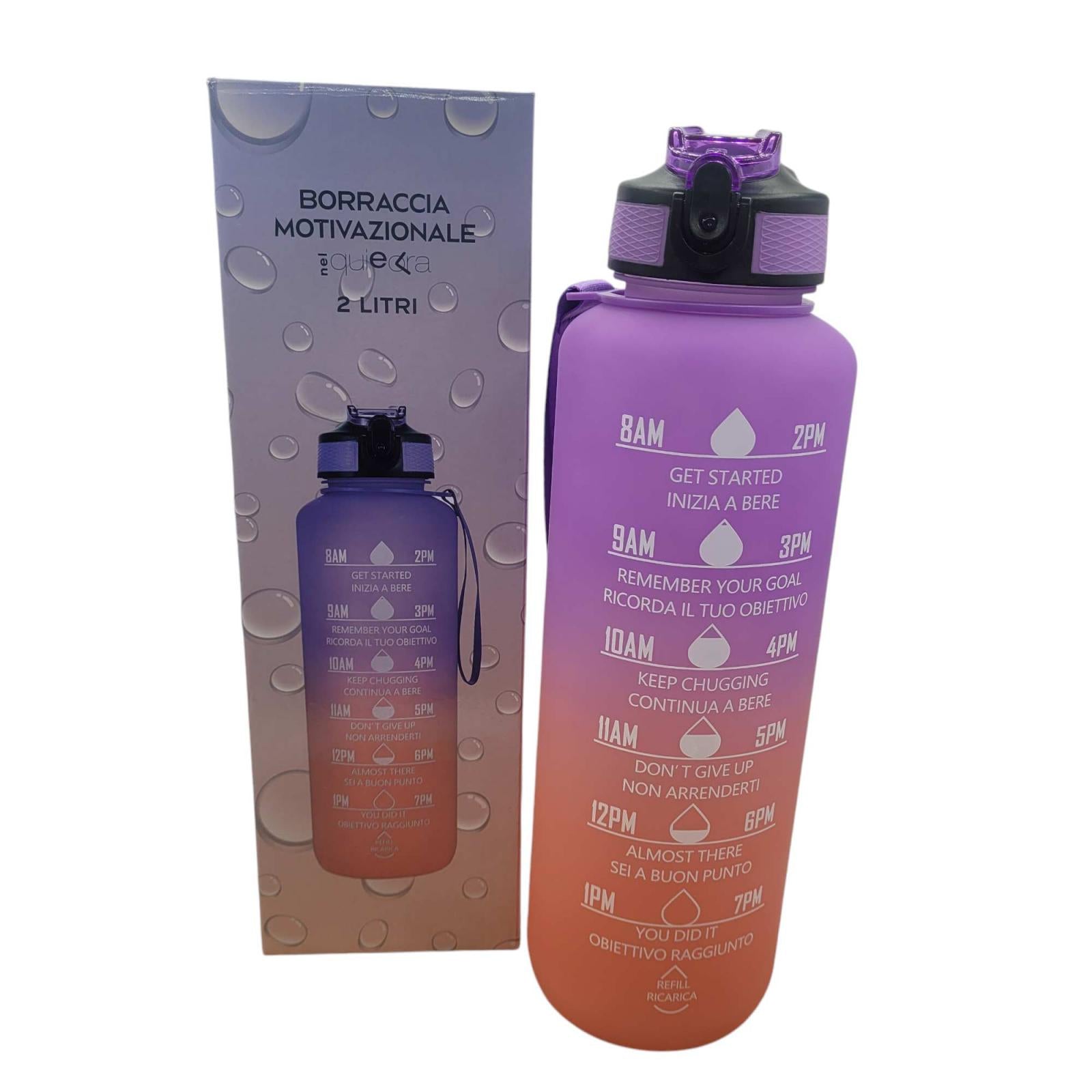BORRACCIA MOTIVAZIONALE 2 LITRI VIOLA SFUMATA ARANCIO