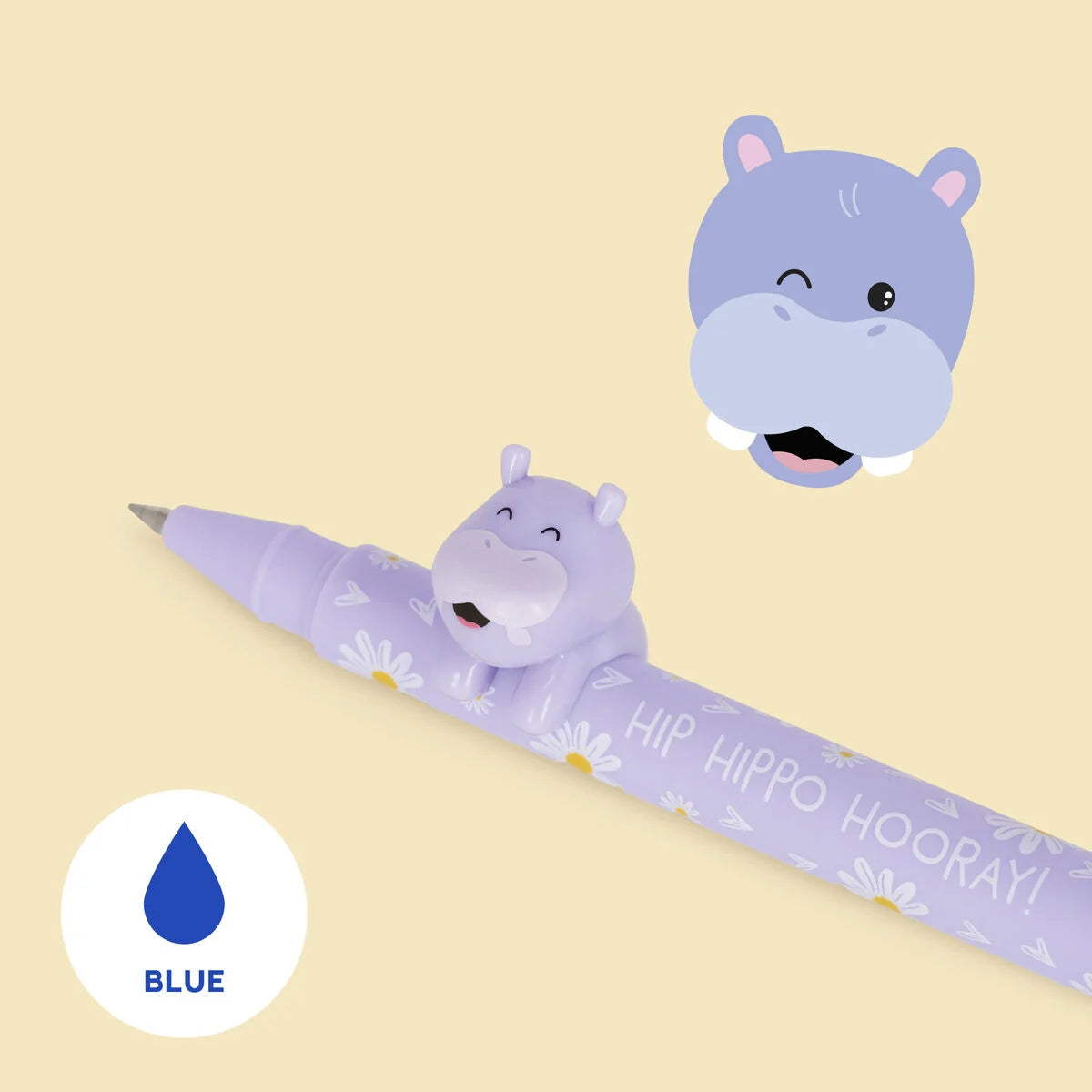Penna Gel con Animaletto Decorativo Hippo "Hip Hippo Hooray" - Lovely Friends