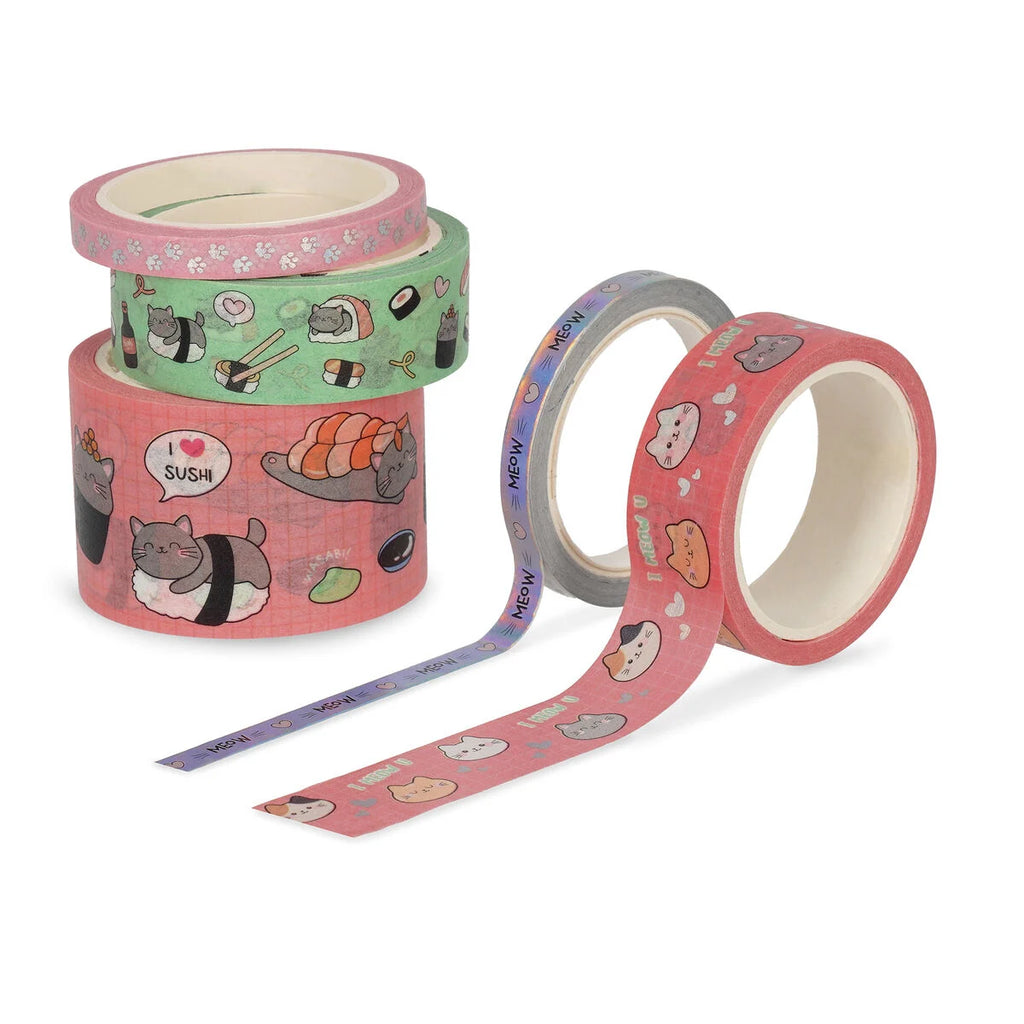 Set di 5 Nastri Adesivi Decorativi di Carta Kitty - Tape By Tape
