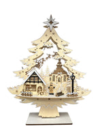 Lampada in Legno Natalizia Albero e Paesaggio