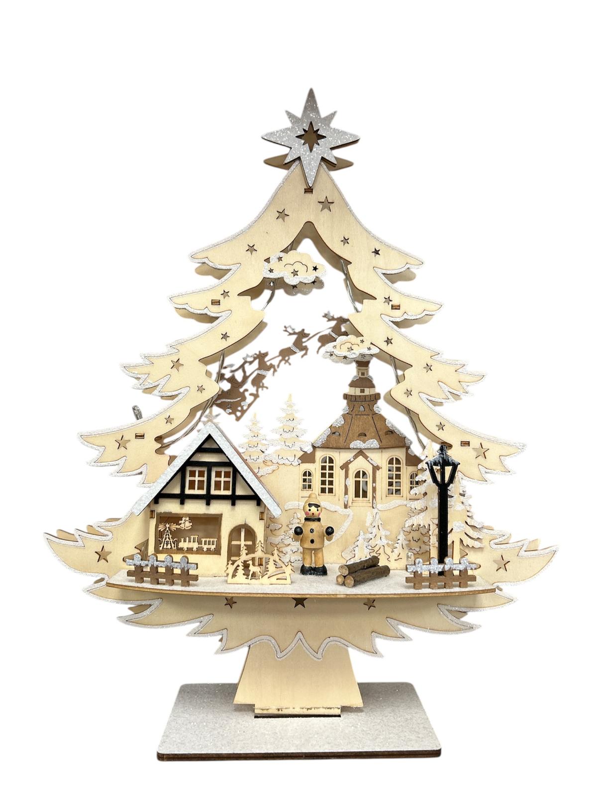 Lampada in Legno Natalizia Albero e Paesaggio