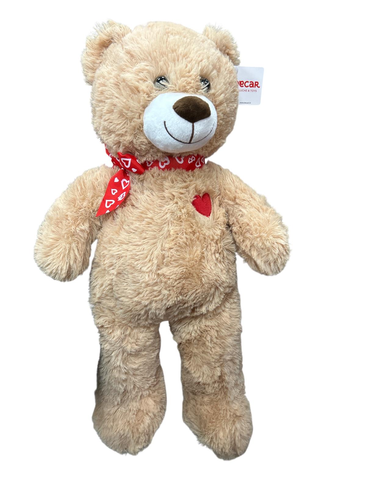 Peluche orso 60cm con fiocco e ricamo