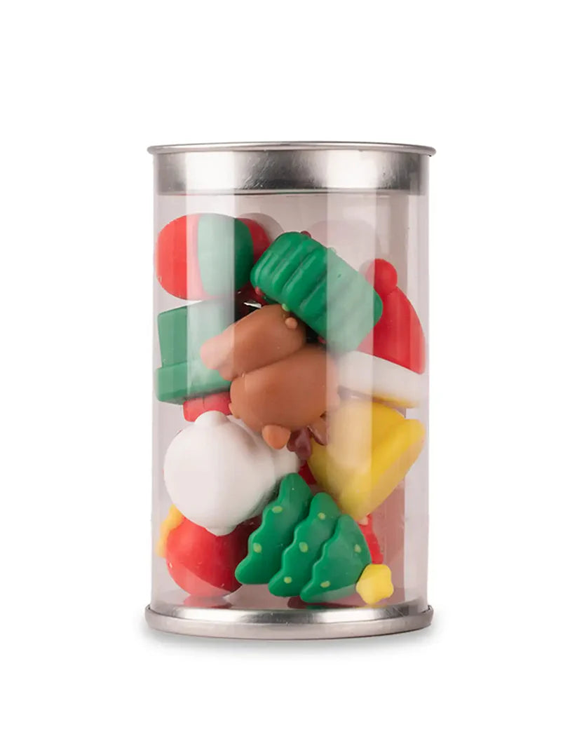 Barattolo con 12 Gomme Natalizie - Edizione Limitata
