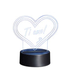 Lampada LED Cuore Ti Amo multicolore in plexyglass