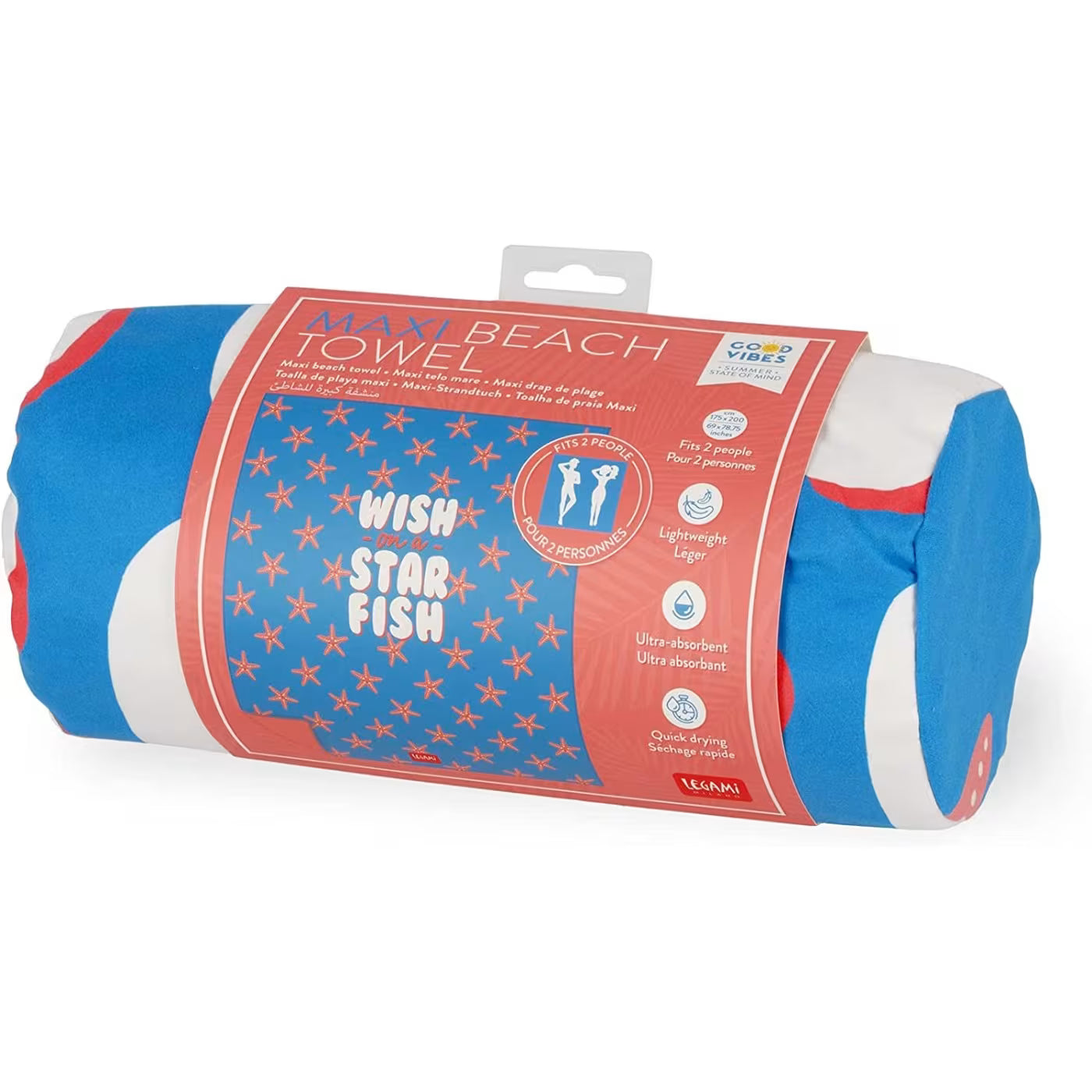 Legami Maxi Telo Mare per 2 Persone Custodia Inclusa Compatto e Leggero Piscina 175x200