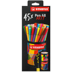 PENNARELLO PEN 68 BARATTOLO METALLO ARTY DA SCRIVANIA 45 COLORI STABILO