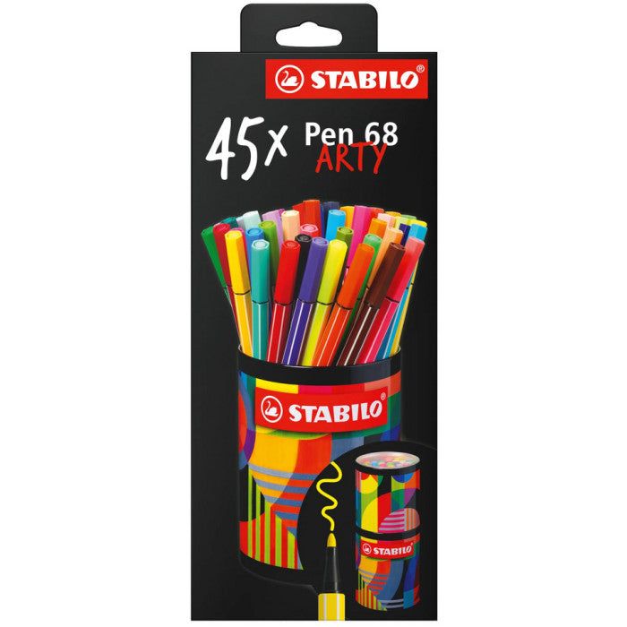 PENNARELLO PEN 68 BARATTOLO METALLO ARTY DA SCRIVANIA 45 COLORI STABILO