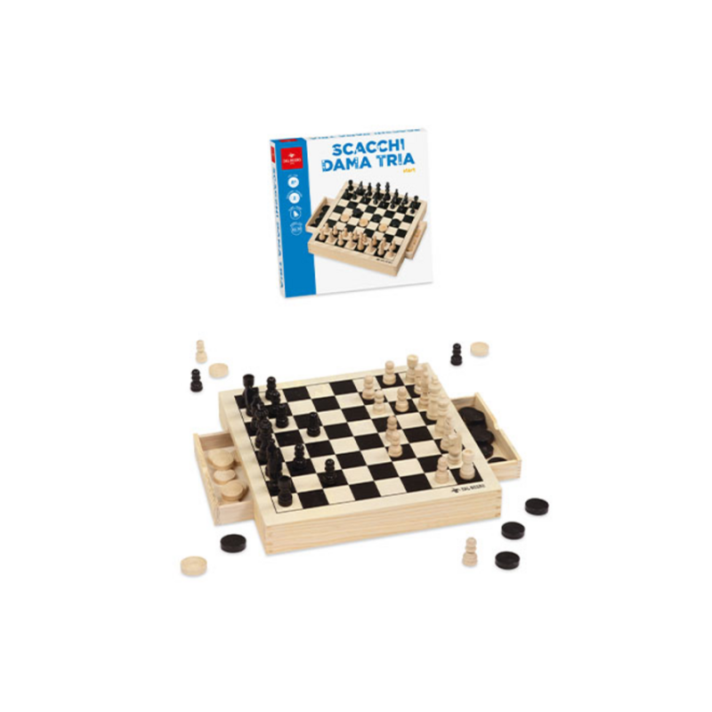 Scacchi Dama Tria Legno