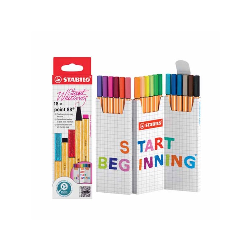 Stabilo Point 88 Zig Zag 18 Fineliner in Astuccio di Cartone