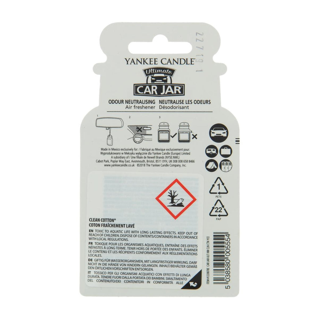 YANKEE CANDLE- Car Jar Ultimate - Clean Cotton
